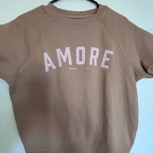 Spiritual Gangster Tan and Pink Amore Art Sweatshirt‎ s